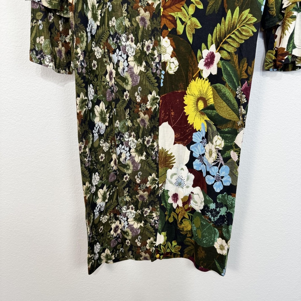 Desigual‎ Dress Womens XL Multicolor Floral Shift Mesh Bell Sleeve Knee Length - Picture 7 of 13